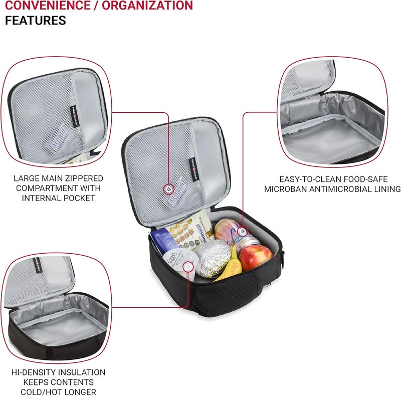 SwissGear Insulated Lunch Bag BlackRed One Size - Image 3
