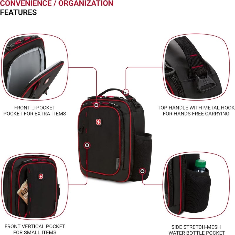 SwissGear Insulated Lunch Bag BlackRed One Size - Image 2