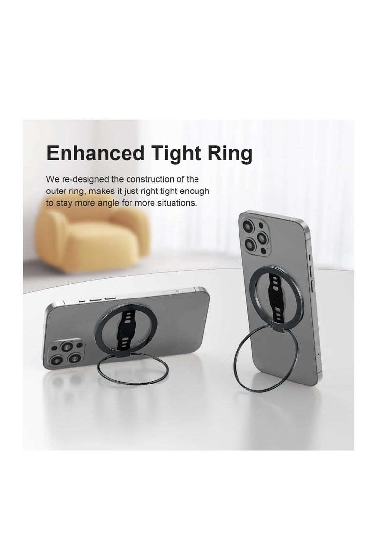 Magnetic Phone Ring Holder, Upgrade Phone Grip Stand, Black Magnetic Finger Phone Ring, Removable Magnetic Ring Holder Kickstand Loop, Only for iPhone 14, 13, 12 Pro/Max/Plus - Image 4
