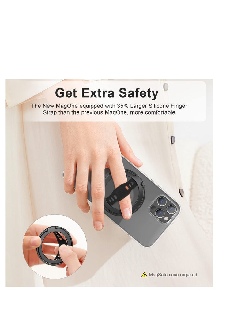 Magnetic Phone Ring Holder, Upgrade Phone Grip Stand, Black Magnetic Finger Phone Ring, Removable Magnetic Ring Holder Kickstand Loop, Only for iPhone 14, 13, 12 Pro/Max/Plus - Image 2
