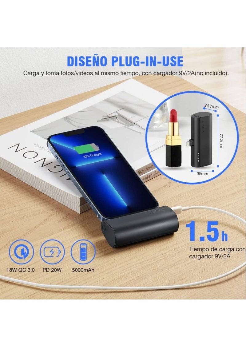 JAJEEK "Mini Portable Powerbank 5000mAh - 20W PD Fast Charging, QC 3.0 External Battery with Built-in Plug" - Image 2