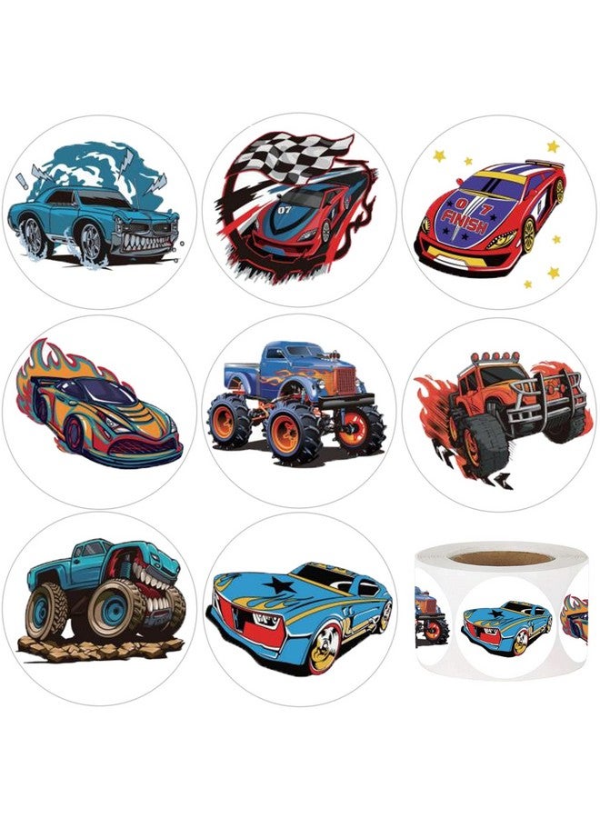 Hohamn 600Pcs Monster Truck And Race Car Stickers For Kids 1.5 Inch Car Stickers For Kids Boys Race Car Party Favors Birthday Decoration Supplies Reward Stickers - Image 1