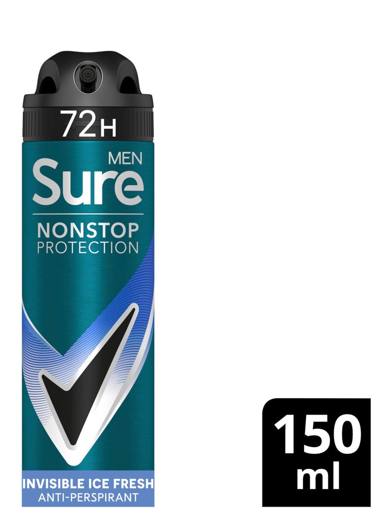 Sure سبراي مضاد للتعرق غير مرئي من شور للرجال، حماية مستمرة، برائحة الثلج المنعش، 150 مل - Image 1