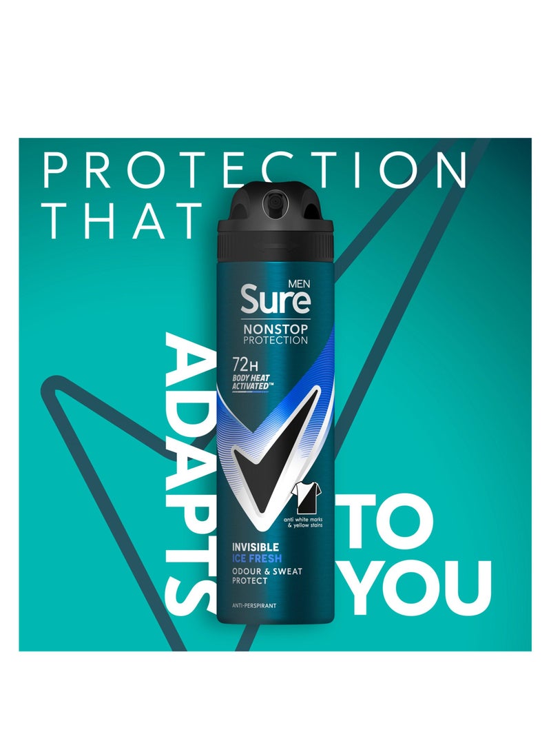 Sure سبراي مضاد للتعرق غير مرئي من شور للرجال، حماية مستمرة، برائحة الثلج المنعش، 150 مل - Image 2