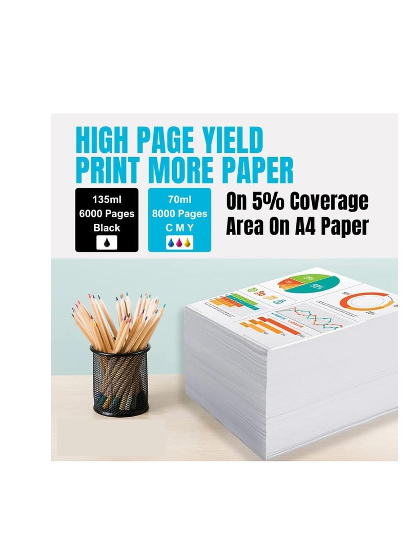 Office Maker 4-Piece Ink Colour For HP Printer Multicolour Model Number : GT 53 XL Black GT 52 C/M/Y Refill ink - Image 4