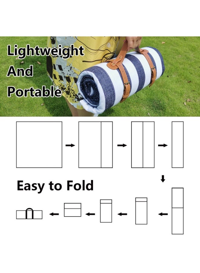 KOWVOWZ 59”x79” Extra Large Picnic Blanket, 3-Layer Foldable Waterproof Outdoor Blanket, Camping Mat for Family Outdoor Activities Park Beach - Image 4