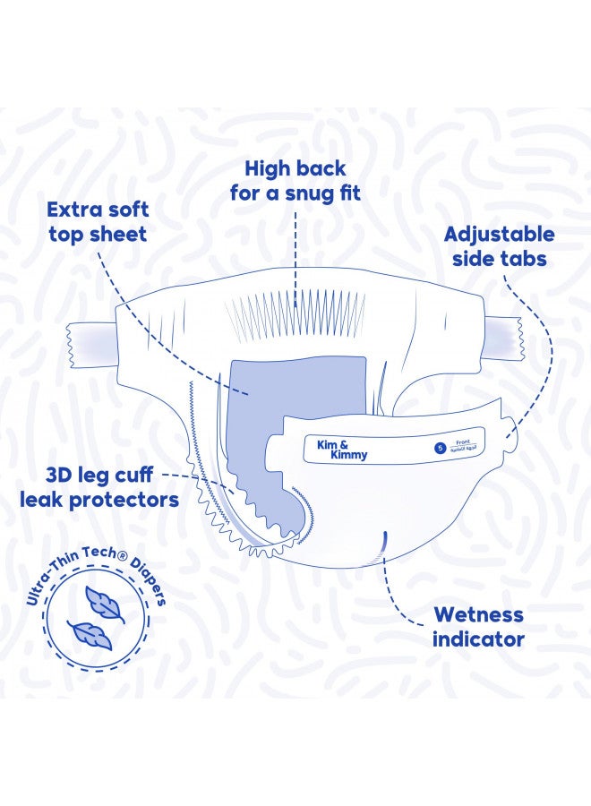 Kim & Kimmy Eco Diapers, Size 5, 26-38 lbs, 44 Diapers - 12 Hour Leak Protection, No Rashes, Hypoallergenic, Ultra-Soft & Highly Absorbent - Cruelty Free & Vegan - Space Travel - Image 3