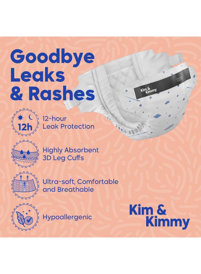 Kim & Kimmy Eco Diapers, Size 5, 26-38 lbs, 44 Diapers - 12 Hour Leak Protection, No Rashes, Hypoallergenic, Ultra-Soft & Highly Absorbent - Cruelty Free & Vegan - Space Travel - Image 1