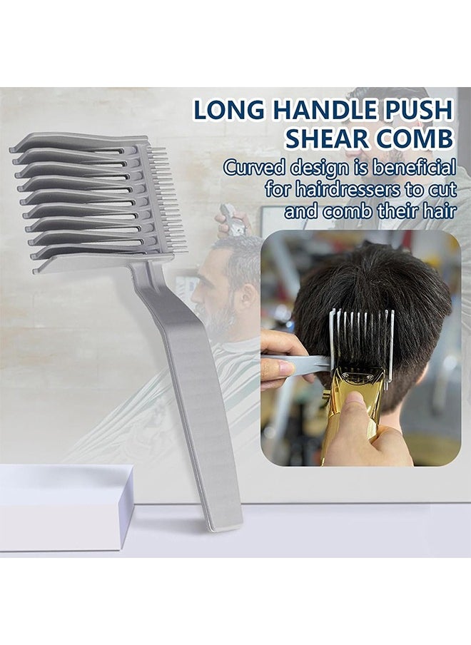 2PCS Men's Gradient Hairstyle Comb, Hair Fade Tool, Curved Positioning Comb, Flat Top Guide Comb, Barber Fade Comb Curved, Flat Top Hair Cutting Comb For Travel, Home, Barber Hairdressing Hair