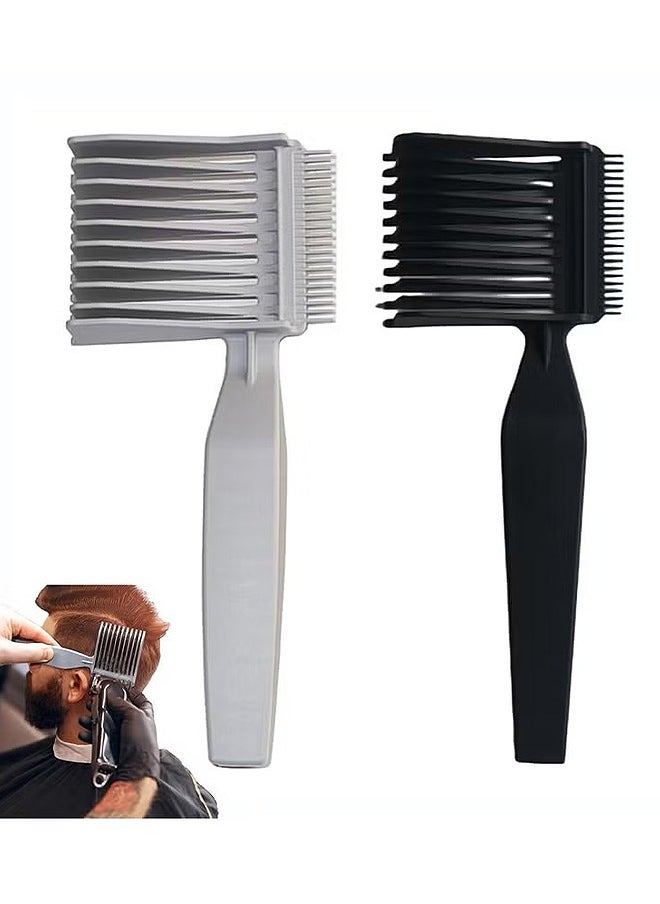 2PCS Men's Gradient Hairstyle Comb, Hair Fade Tool, Curved Positioning Comb, Flat Top Guide Comb, Barber Fade Comb Curved, Flat Top Hair Cutting Comb For Travel, Home, Barber Hairdressing Hair