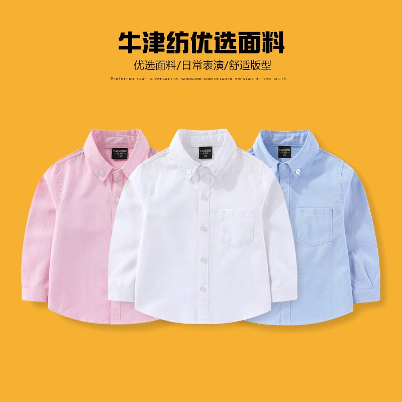 Boys' Long-Sleeved Oxford Shirt – Soft Cotton Casual Wear for Kids 3-8 Years - Image 2
