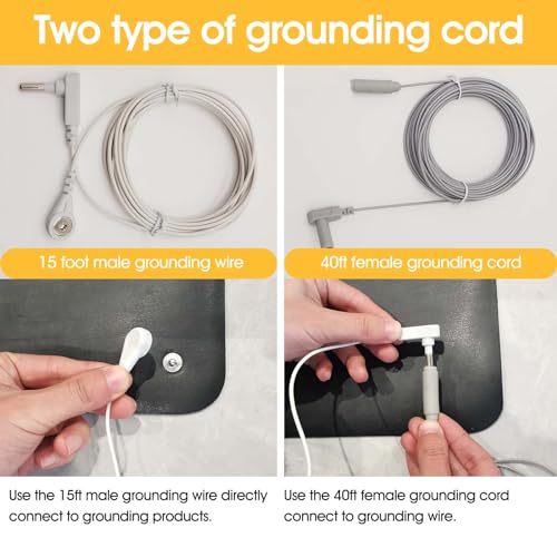 CYANTEKOMS Copper Grounding Rod with 40ft Female Ground Cord, Portable Ground Rod Kit,Great for Grounded Earth Connected Products, Easy to Use with Grounding Mat, Grounding Sheet, Pillowcase, Blankets(Set of 2) - Image 5