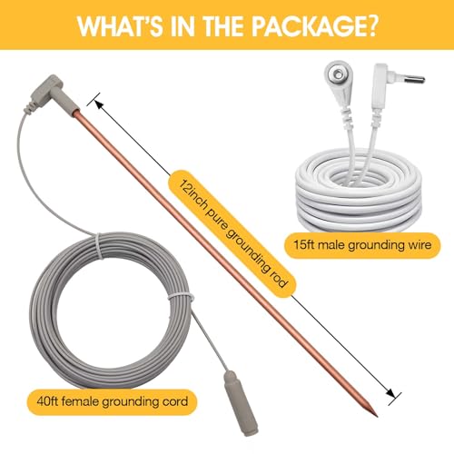 CYANTEKOMS Copper Grounding Rod with 40ft Female Ground Cord, Portable Ground Rod Kit,Great for Grounded Earth Connected Products, Easy to Use with Grounding Mat, Grounding Sheet, Pillowcase, Blankets(Set of 2) - Image 2