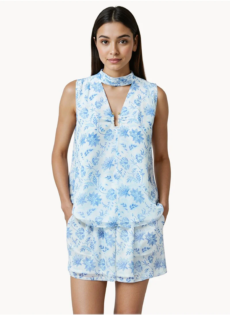 فرنش كونكشن Regular Polyester V-Neck Shirt