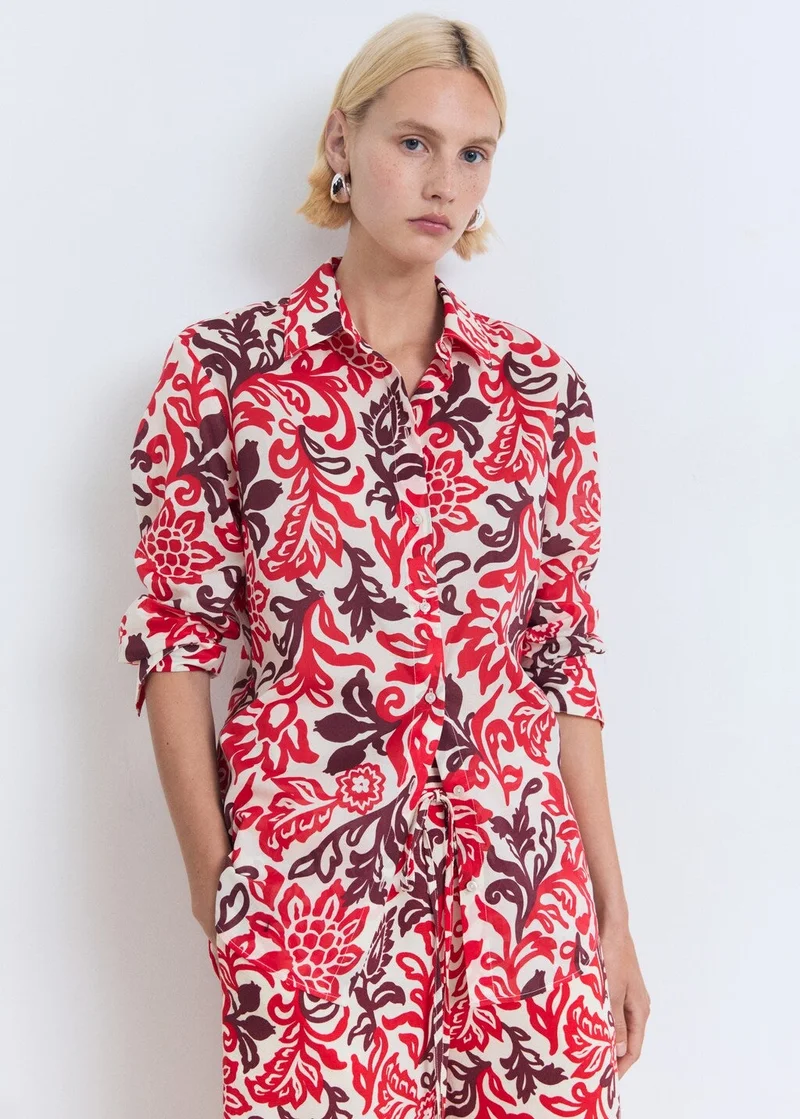 مانجو قميص قطن مطبوع