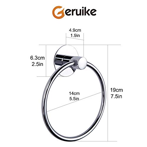 GERUIKE Adhesive Towel Ring Self Adhesive Hand Towel Ring Stainless Steel Rustproof Bathroom Towel Holder Wall Mount - Image 4