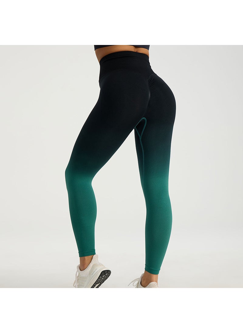 Generic - Autumn and Winter New High Waist Cycling Fitness Pants Hip-lifting Sports Tights Peach Hip Gradient Yoga Pants Trousers for Hair Black Blue - Image 1