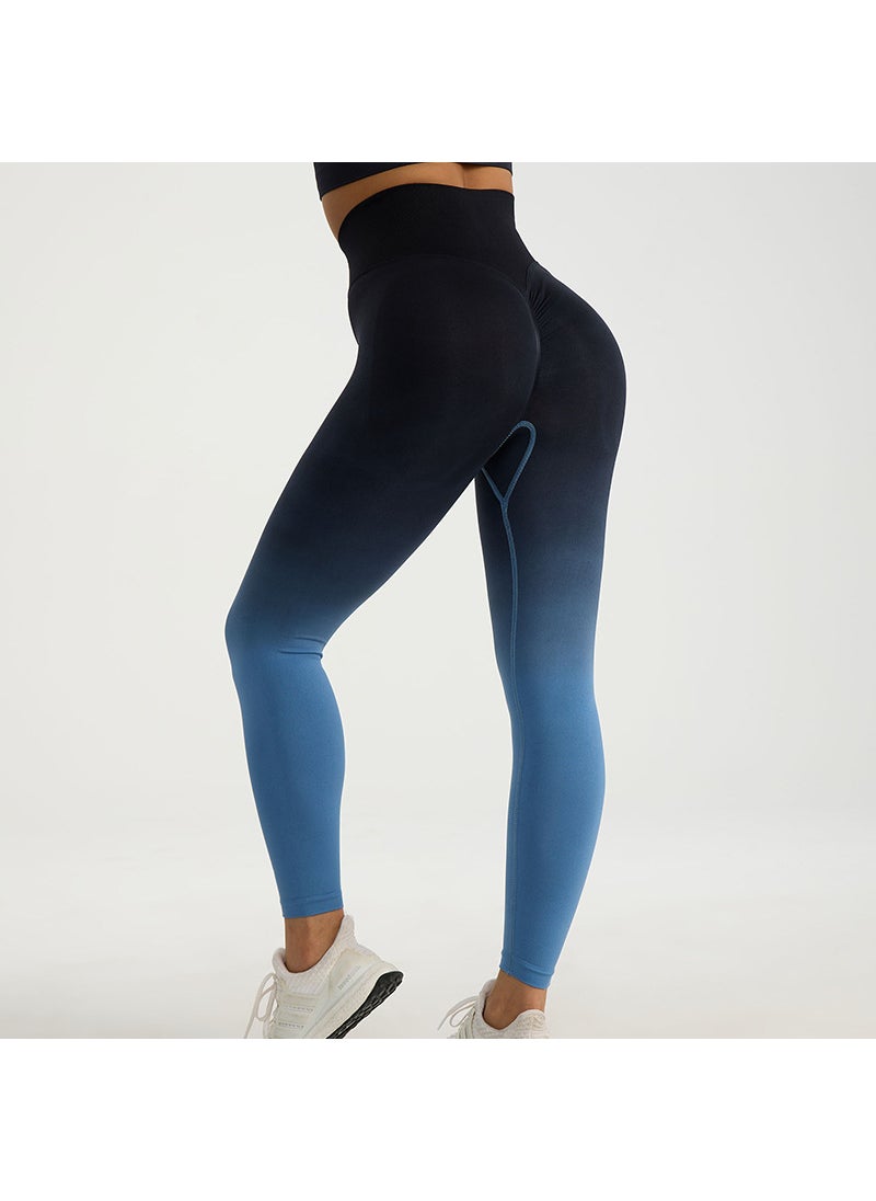 Generic - Autumn and Winter New High Waist Cycling Fitness Pants Hip-lifting Sports Tights Peach Hip Gradient Yoga Pants Trousers for Hair Black Blue - Image 1