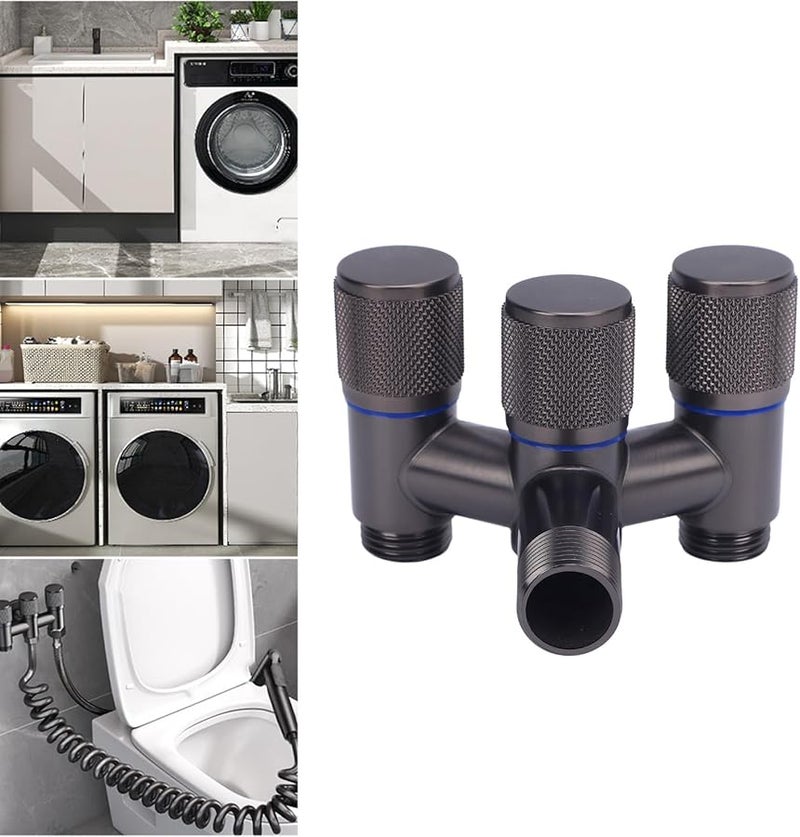 مقسم خرطوم مياه من النحاس، 1 مدخل و3 مخارج، صمام زاوية من النحاس الكامل للاستخدام في الأماكن الخارجية - Image 5