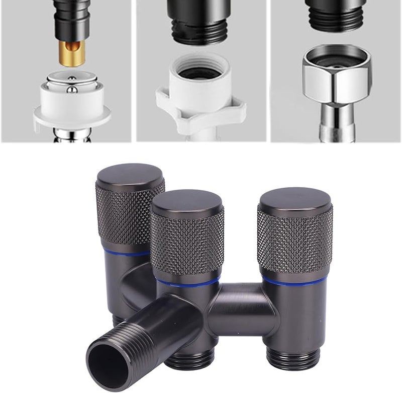 مقسم خرطوم مياه من النحاس، 1 مدخل و3 مخارج، صمام زاوية من النحاس الكامل للاستخدام في الأماكن الخارجية - Image 4