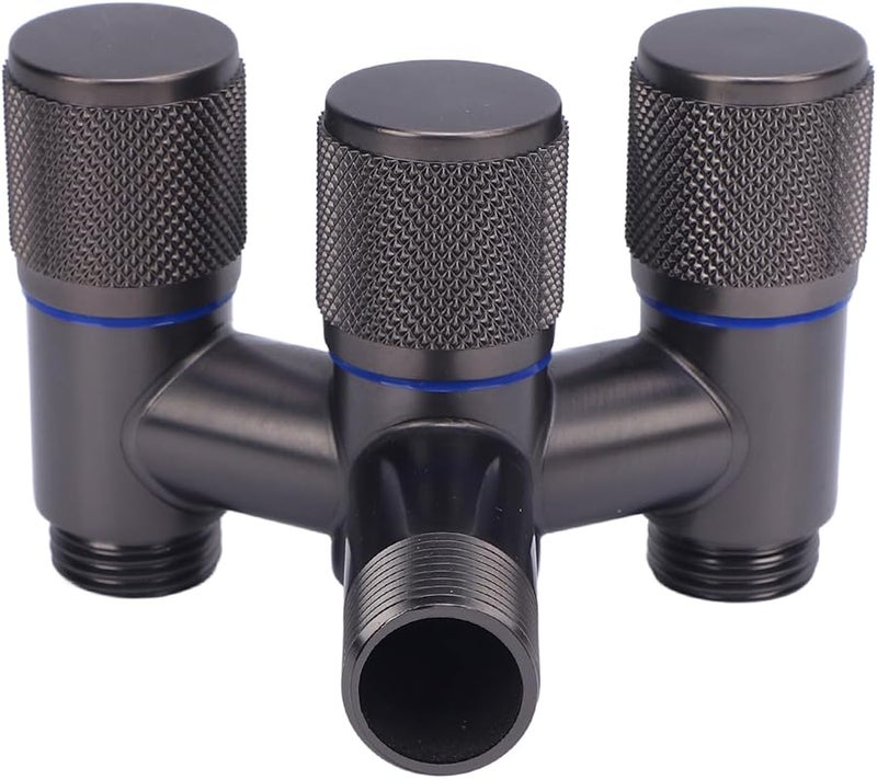 مقسم خرطوم مياه من النحاس، 1 مدخل و3 مخارج، صمام زاوية من النحاس الكامل للاستخدام في الأماكن الخارجية - Image 3