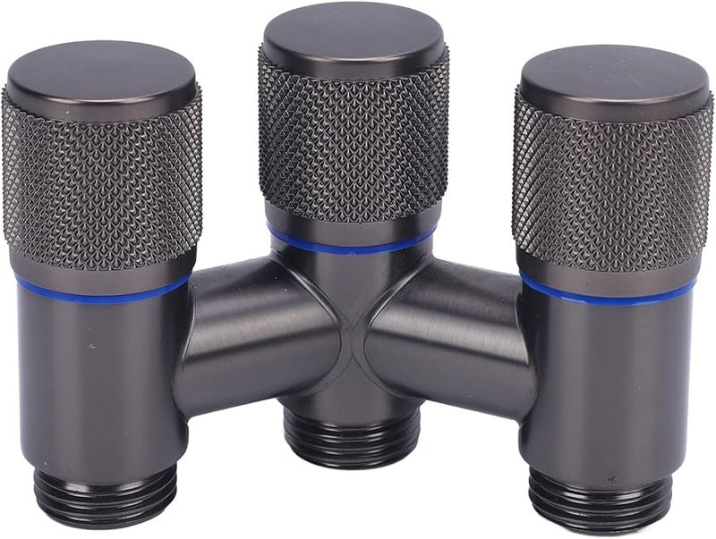 مقسم خرطوم مياه من النحاس، 1 مدخل و3 مخارج، صمام زاوية من النحاس الكامل للاستخدام في الأماكن الخارجية - Image 1