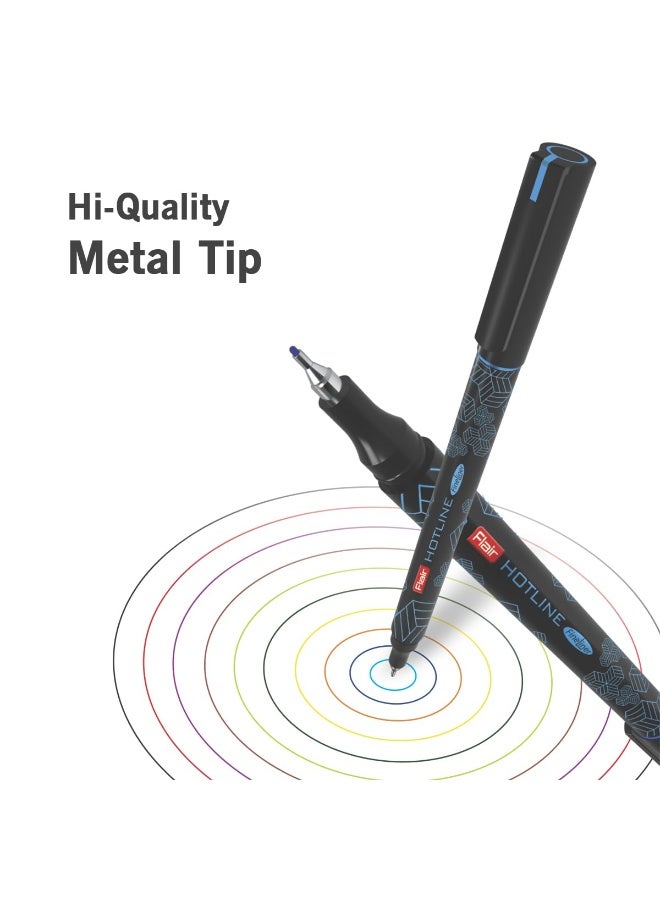 FLAIR Hotline Fineliner Metal Tip Pen | Tip Size 0.7 to 1 mm | Comfortable Grip | Fineliner Pens Set For Mandala, Sketching, Doodling, Journal and Outline | 10 Shades.|Multicolor - Image 3