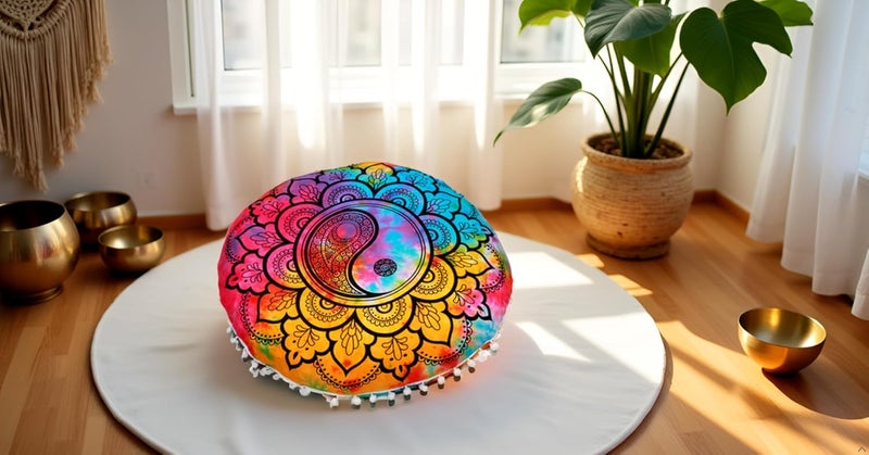 CRAFT KALA كرافت كالا 22 بوصة غطاء وسادة أرضية ماندالا للتأمل، غطاء وسادة مستديرة، غطاء وسادة أرضية قطنية بوهيمية ماندالا، جلوس خارجي بجانب المدفأة، غرفة المعيشة، غرفة اليوغا، ديكور المنزل (متعدد يين يانغ) - Image 2