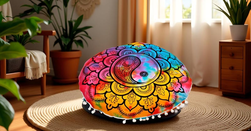 CRAFT KALA كرافت كالا 22 بوصة غطاء وسادة أرضية ماندالا للتأمل، غطاء وسادة مستديرة، غطاء وسادة أرضية قطنية بوهيمية ماندالا، جلوس خارجي بجانب المدفأة، غرفة المعيشة، غرفة اليوغا، ديكور المنزل (متعدد يين يانغ) - Image 4