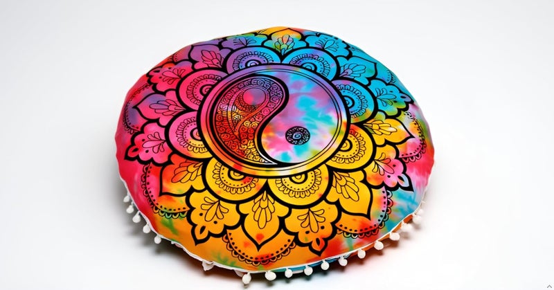 CRAFT KALA كرافت كالا 22 بوصة غطاء وسادة أرضية ماندالا للتأمل، غطاء وسادة مستديرة، غطاء وسادة أرضية قطنية بوهيمية ماندالا، جلوس خارجي بجانب المدفأة، غرفة المعيشة، غرفة اليوغا، ديكور المنزل (متعدد يين يانغ) - Image 1