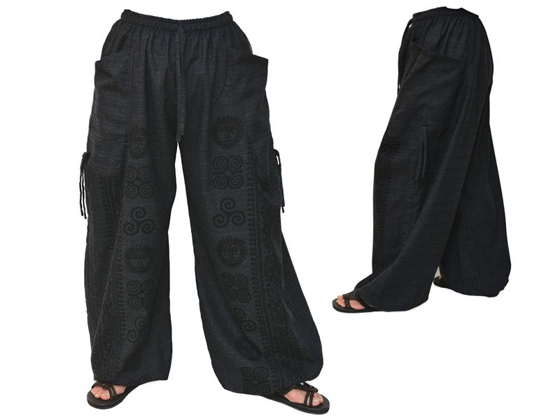 Siamrose Casual Yoga Harem Pants Men Women Baggy Lounge Trousers, 2 Pockets Adjustable Length Gray - Image 2