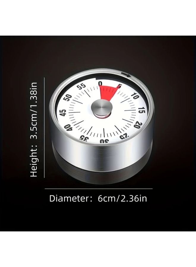 White Mechanical Kitchen Timer With Magnet 60 Minute Analog Countdown Clock No Battery Large Alarm - Image 4