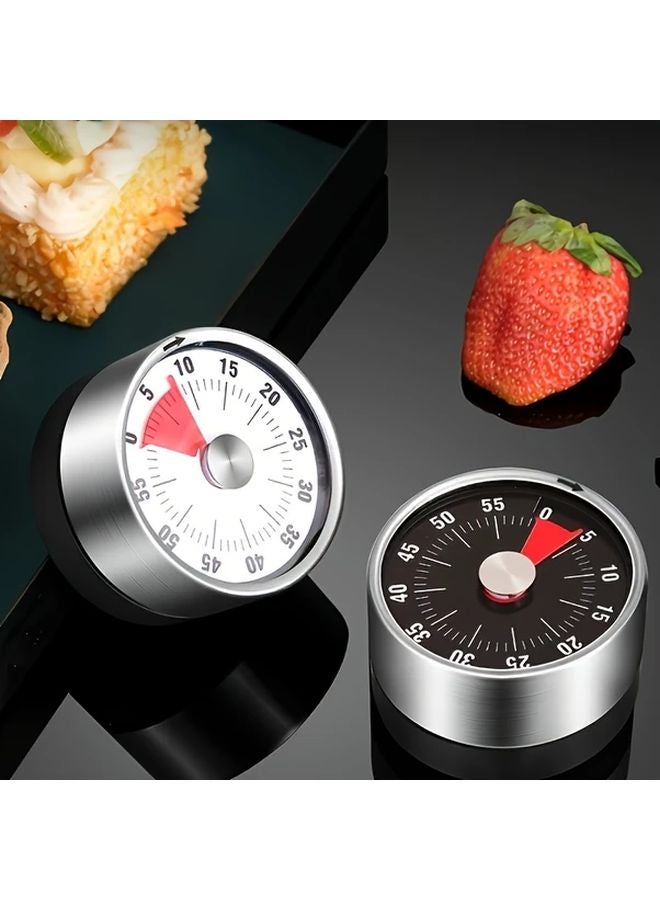 White Mechanical Kitchen Timer With Magnet 60 Minute Analog Countdown Clock No Battery Large Alarm - Image 2