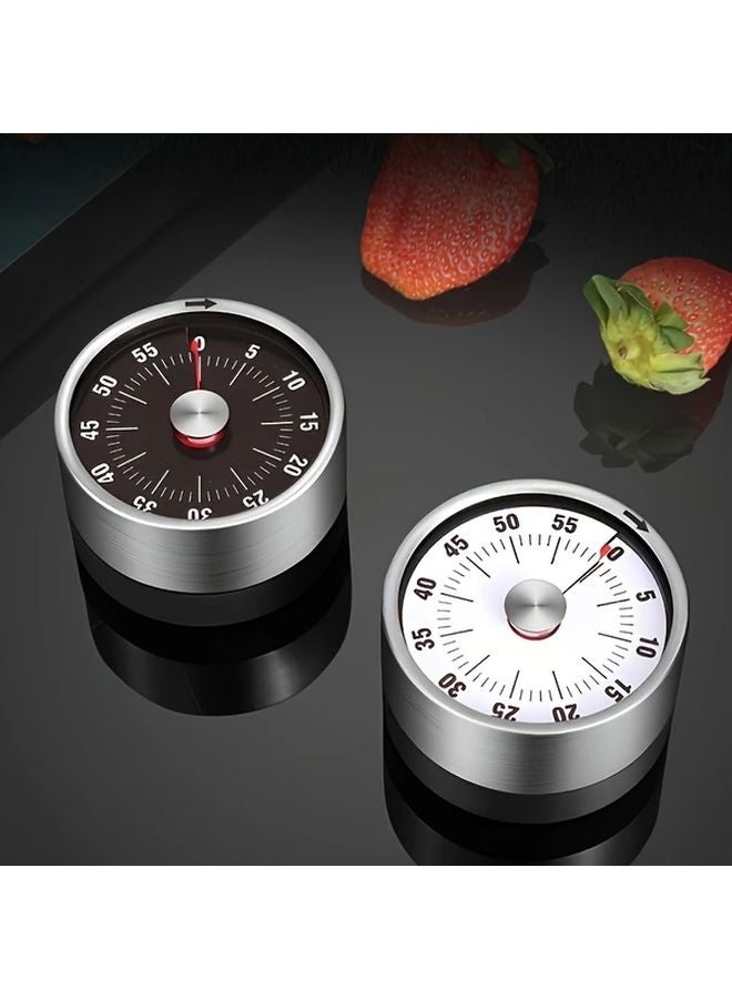 White Mechanical Kitchen Timer With Magnet 60 Minute Analog Countdown Clock No Battery Large Alarm - Image 3
