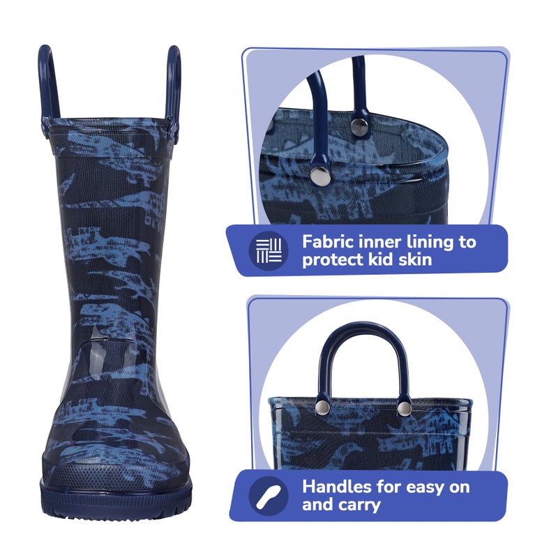 K KomForme Girls Boys Rain Boots Waterproof with Easy on Handles for Toddler/Little Kid/Big Kid - Image 5