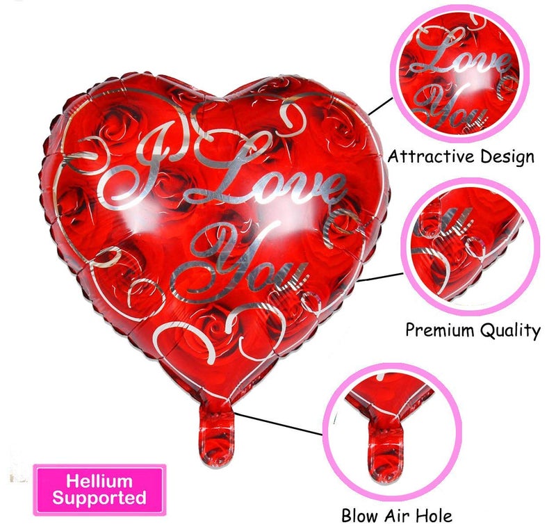 AMFIN® (Pack of 2) Heart Shape Red Balloons I Love You Red Foil Balloon for Valentine Decoration Material, Wedding, Engagement - Red - Image 5