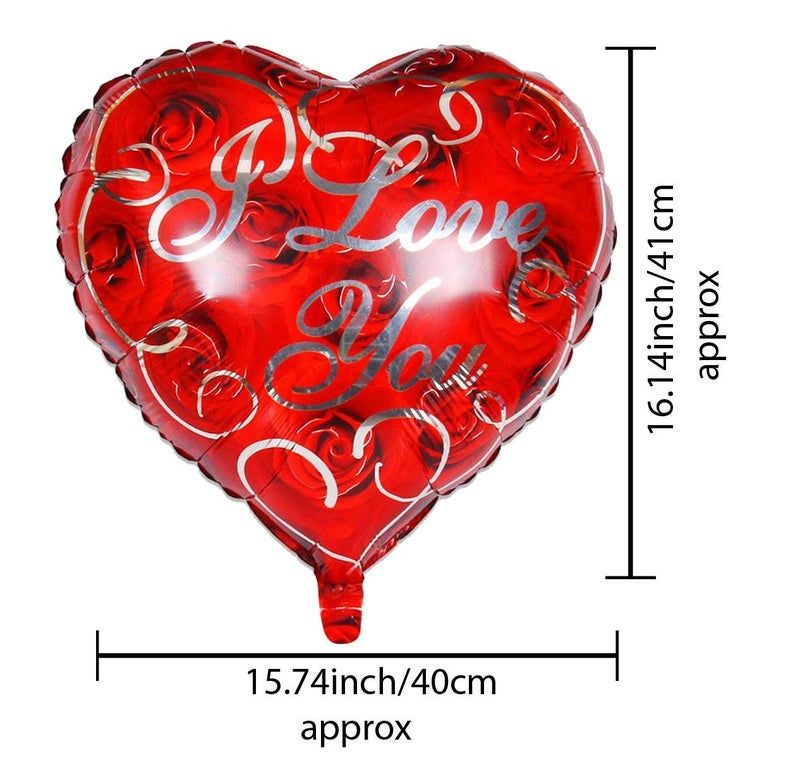 AMFIN® (Pack of 2) Heart Shape Red Balloons I Love You Red Foil Balloon for Valentine Decoration Material, Wedding, Engagement - Red - Image 3