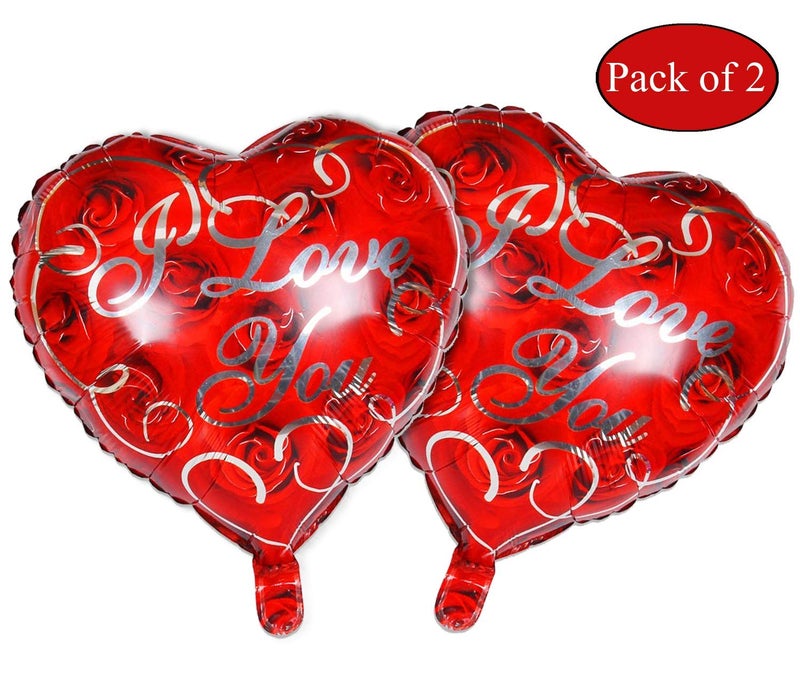 AMFIN® (Pack of 2) Heart Shape Red Balloons I Love You Red Foil Balloon for Valentine Decoration Material, Wedding, Engagement - Red - Image 2