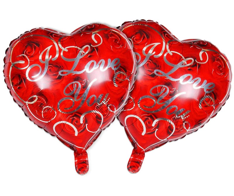 AMFIN® (Pack of 2) Heart Shape Red Balloons I Love You Red Foil Balloon for Valentine Decoration Material, Wedding, Engagement - Red - Image 1