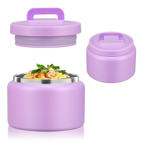 JXXM 8 Oz Thermo Food Jar for Hot & Cold Food for Kids, Insulated Lunch Containers Hot Food Jar,Leak-Proof Vacuum Stainless Steel Wide Mouth Lunch Soup Thermo for School (Purple) - Image 1