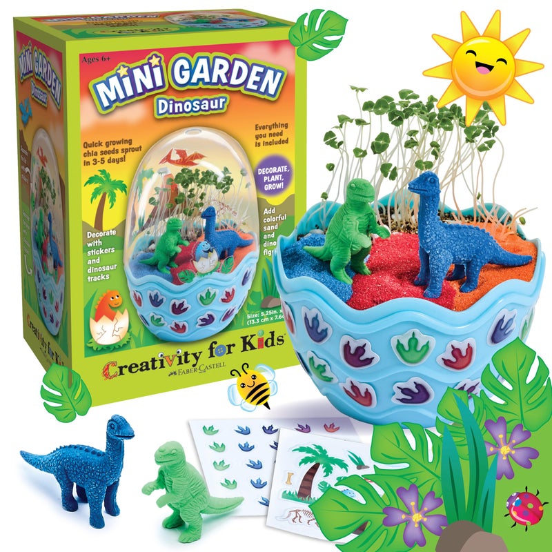Creativity for Kids Mini Garden Dinosaur: Terrarium Kit for Kids - Dinosaur Crafts for Boys, Dinosaur Toy and Science Kit for Kids Ages 6-8+, Small Gifts for Kids - Image 1