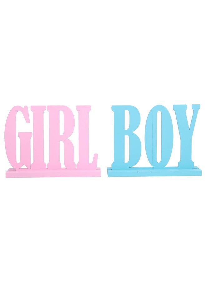 EVTSCAN Boy and Girl Decorative Wooden Table Letter Sign, with Base, Blue Pink Painting, for Baby Shower, Gender Reveal Party, Table Centerpiece Decor - Image 1