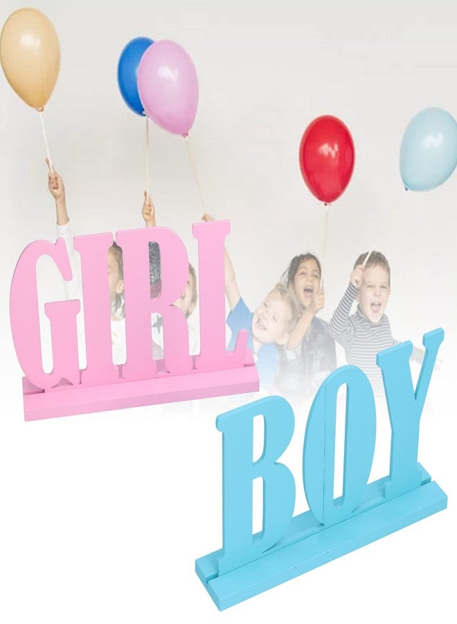 EVTSCAN Boy and Girl Decorative Wooden Table Letter Sign, with Base, Blue Pink Painting, for Baby Shower, Gender Reveal Party, Table Centerpiece Decor - Image 5