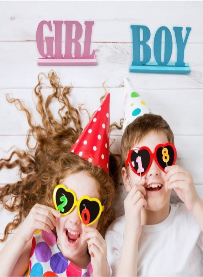 EVTSCAN Boy and Girl Decorative Wooden Table Letter Sign, with Base, Blue Pink Painting, for Baby Shower, Gender Reveal Party, Table Centerpiece Decor - Image 2
