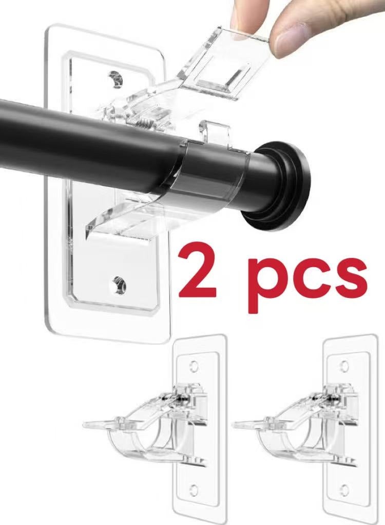 LUBUFAN No Drill Needed Curtain Rod Holders, Self Adhesive Rod Brackets, Multipurpose Nail Free Stick on Curtain Rod Hooks, Adjustable Curtain Hangers for Bathroom, Bedroom, Livingroom - Image 1