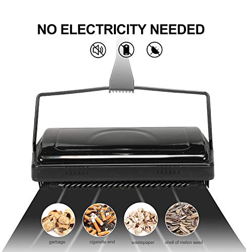 Yocada Carpet Sweeper Cleaner for Home Office Low Carpets Rugs Undercoat Carpets Pet Hair Dust Scraps Paper Small Rubbish Cleaning with a Brush Black - Image 2