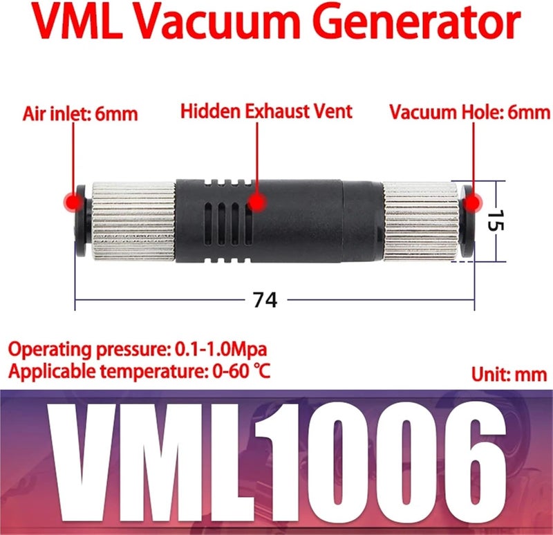 1pc AFR Tubular Straight Through ZU05S ZU07S ZU05L ZU07L Pneumatic ZU Tube vacuum generator negative pressure vacuum generator(VML1006) - Image 2