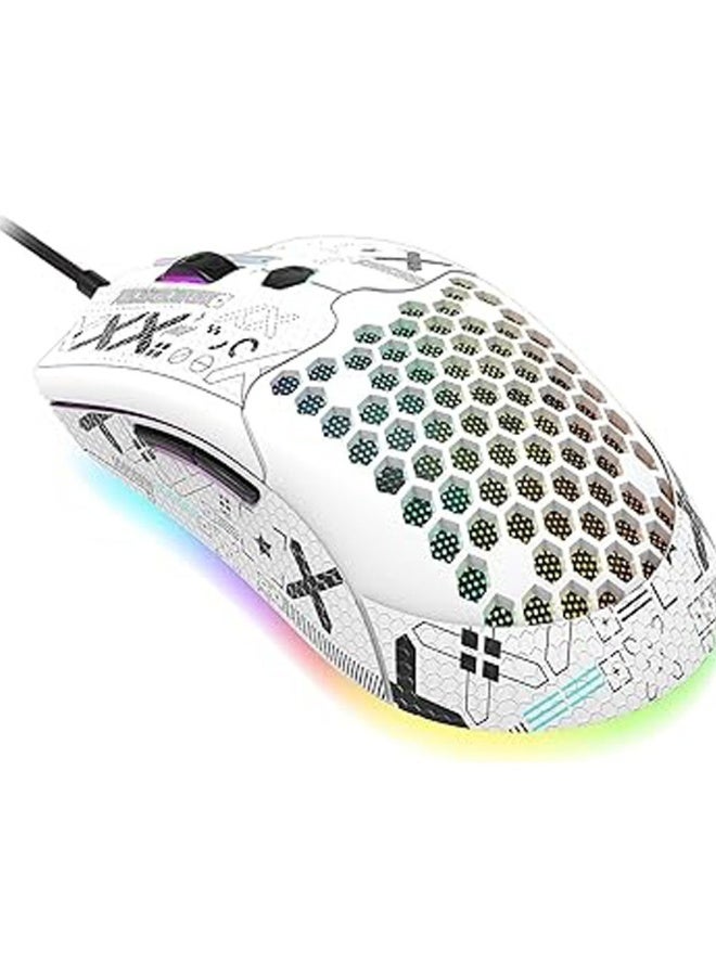 Lightweight Gaming Mouse Wired with Anti Slip Grip Tape, 12000DPI Backlit Mice with 7 ons Programmable, Honeycomb Shell Wired Mouse for PC Gamers and Xbox and PS4 - Image 1