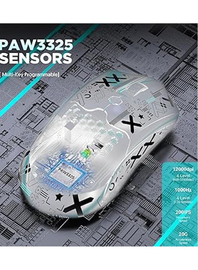 Lightweight Gaming Mouse Wired with Anti Slip Grip Tape, 12000DPI Backlit Mice with 7 ons Programmable, Honeycomb Shell Wired Mouse for PC Gamers and Xbox and PS4 - Image 3