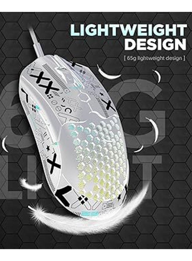 Lightweight Gaming Mouse Wired with Anti Slip Grip Tape, 12000DPI Backlit Mice with 7 ons Programmable, Honeycomb Shell Wired Mouse for PC Gamers and Xbox and PS4 - Image 2